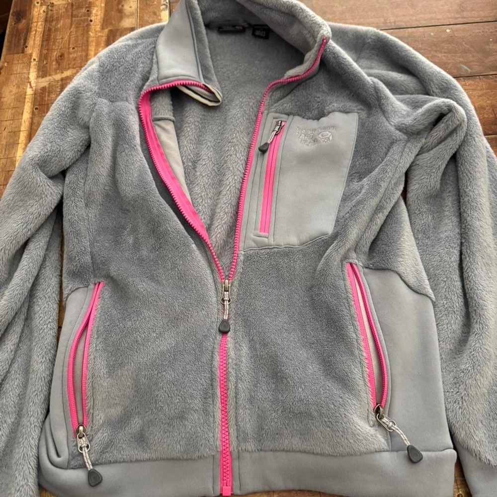 Mountain Hardwear Monkey Woman Fleece Jacket Grey Pink Zip Small